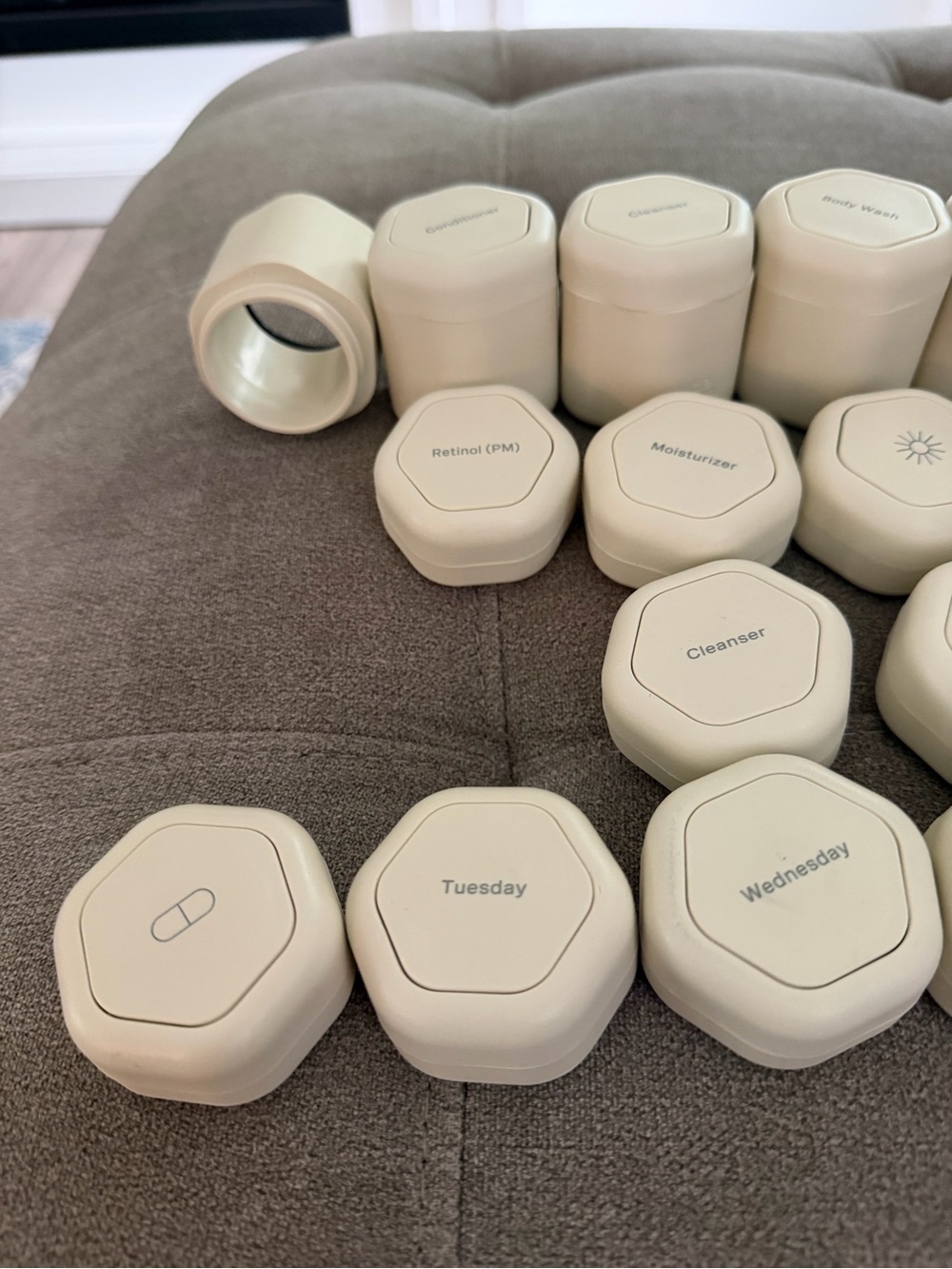 Cadence Day & Night Skincare Organizer Jars in Cream - Picture 2 of 7